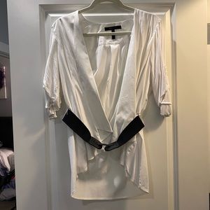 BCBGMAXAZRIA White Belted Dress Shirt